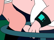 Leela Turanga from Futurama holes under attack