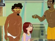 Samantha from Dating Guy gets skewered with two dicks (VJ and Woody)