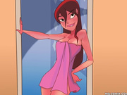 Here comes Anna, appears only in a towel, offering help - The Naughty Home animation - Getting a suntan (Part 02) by welcomix (tufos)