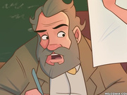 Desperate for an increase in her grade, she kneels and hugs the teacher's legs - The Naughty Home animation - The slutty college girl by welcomix (tufos)