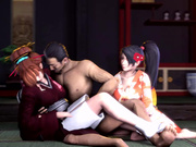 Huge dick takes two lesbians - Yoshiwara Rose part 1