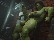 She-Hulk jerk huge cock by Amazonium3D
